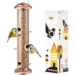 Metal Bird Feeders Brushed Copper Wild Bird Feeder for Outdoors Hanging